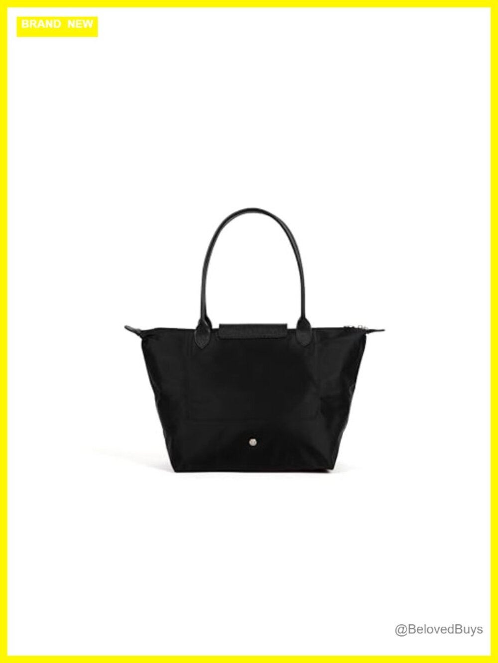 Nylon Tote Bag with Genuine Leather Trimmings Water Resistant Foldable